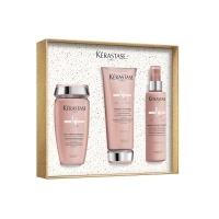 Kérastase Paris Chroma Absolu Coffret routine trio shampoing, après-shampoing et texturisant pour cheveux colorés fins à moyens