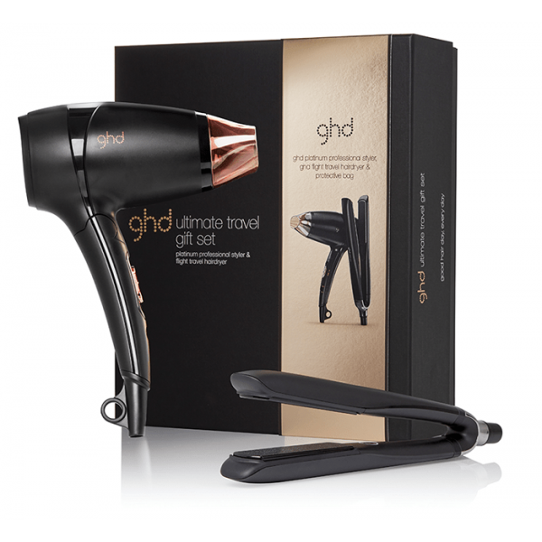 Coffret voyage GHD, mini sèche cheveux , lisseur platinum